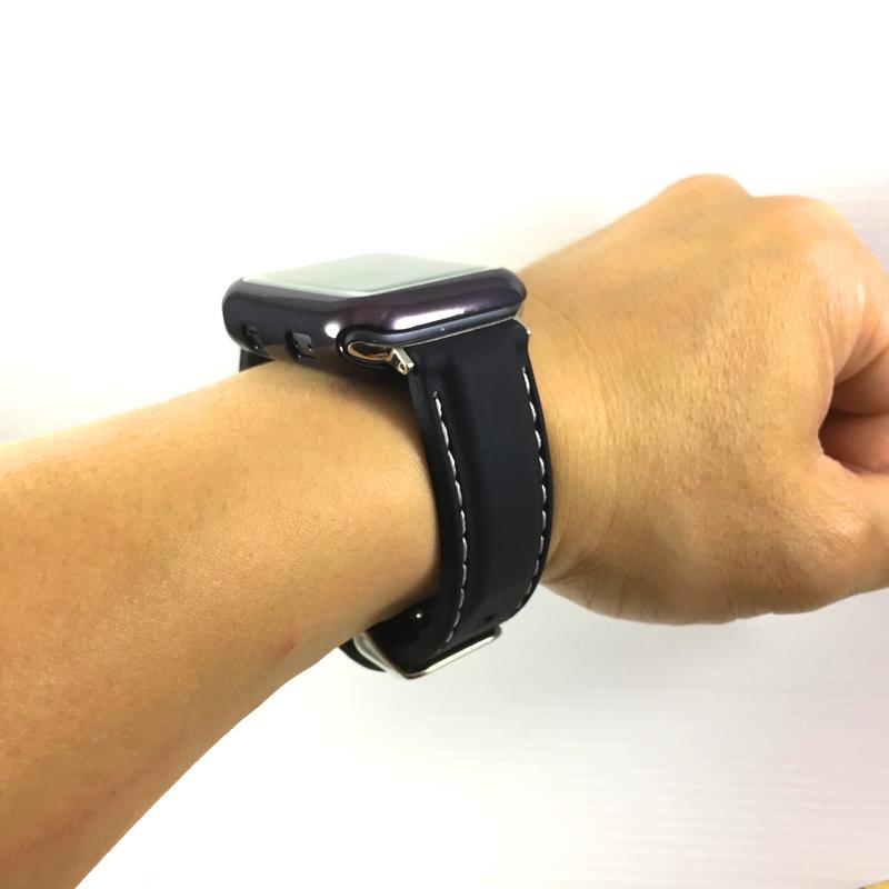 Apple Watch 高CP值 矽膠 黑色 白車線 錶帶 搭配 不鏽鋼 針釦 加厚耐用 38 40 42 44