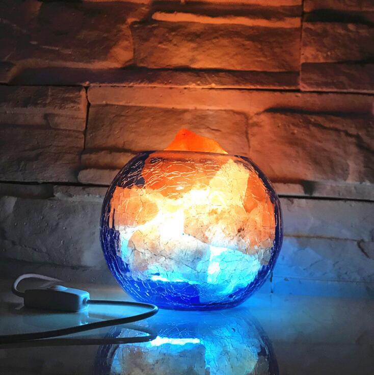 冰與火天然喜馬拉雅水晶鹽燈 負離子 風水燈 創意調光小夜燈 臥室床頭裝飾燈9342