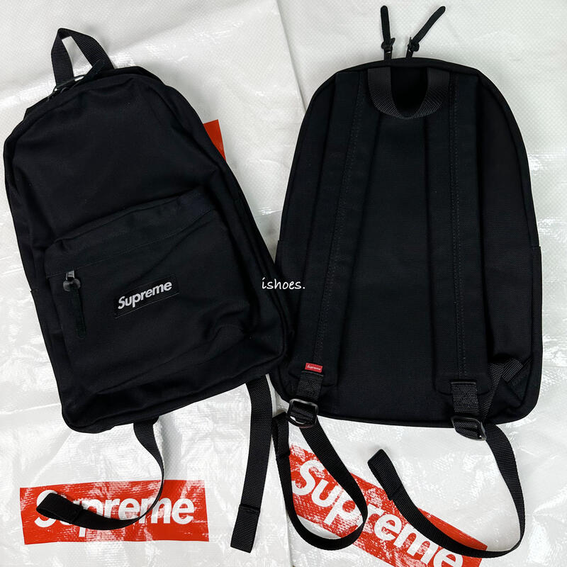 日本購入】現貨iShoes正品Supreme Canvas Backpack 後背包黑色帆布穿搭