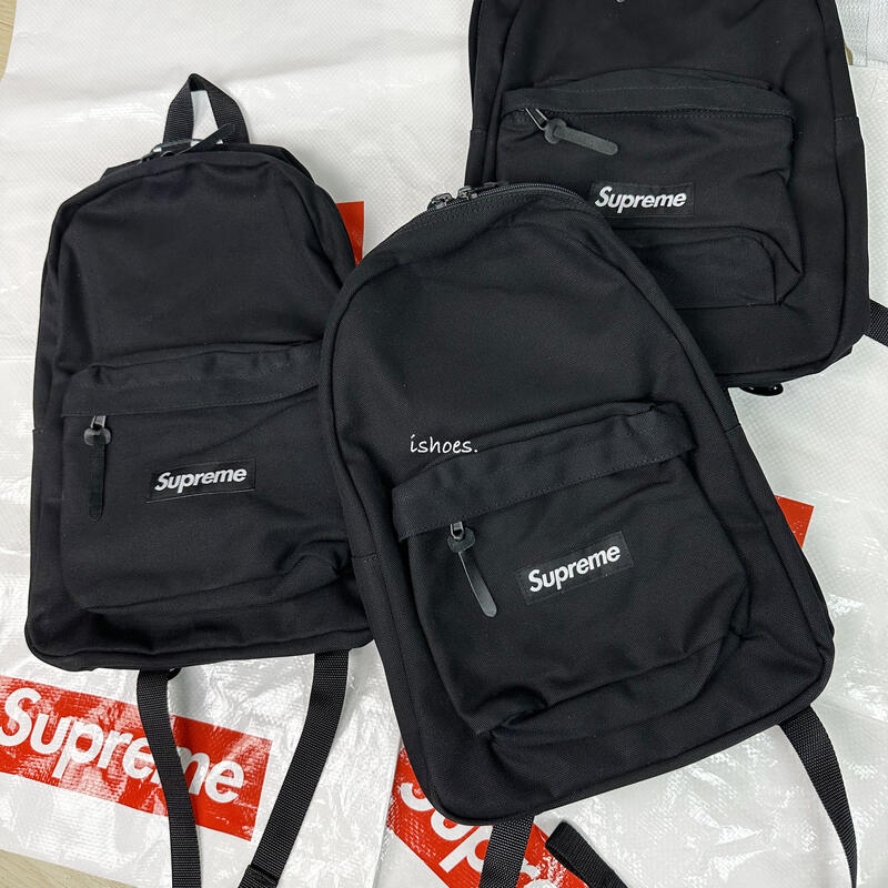 日本購入】現貨iShoes正品Supreme Canvas Backpack 後背包黑色帆布穿搭