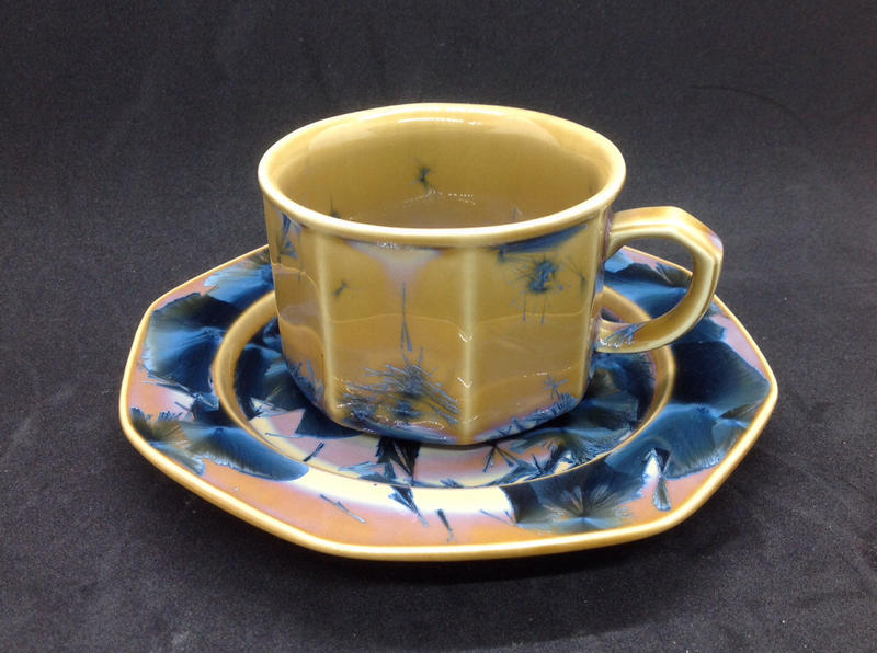 紅茶杯：八角藍彩釉杯組