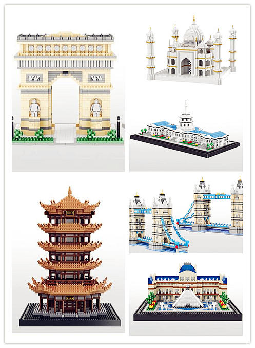 【附發票】『建築積木』BALODY貝樂迪1500+pcs大款世界小顆粒微型積木拼接玩具艾菲爾鐵塔自由女神鐵塔