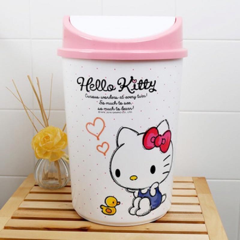 正版授權 韓國 三麗鷗 HELLO KITTY 凱蒂貓 垃圾桶 收納桶 置物桶 有蓋垃圾桶 搖擺垃圾桶 7.5L