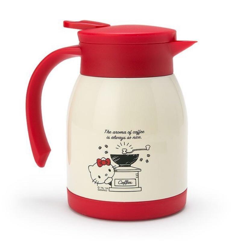 正版授權 三麗鷗 HELLO KITTY 凱蒂貓 咖啡不鏽鋼真空保溫 保溫水壺 按壓水壺 真空保溫壺 不銹鋼水壺