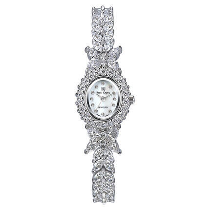 Royal Crown銀表女士滿天星美人魚手錶輕奢時尚防水鑲鋯純銀手錶
