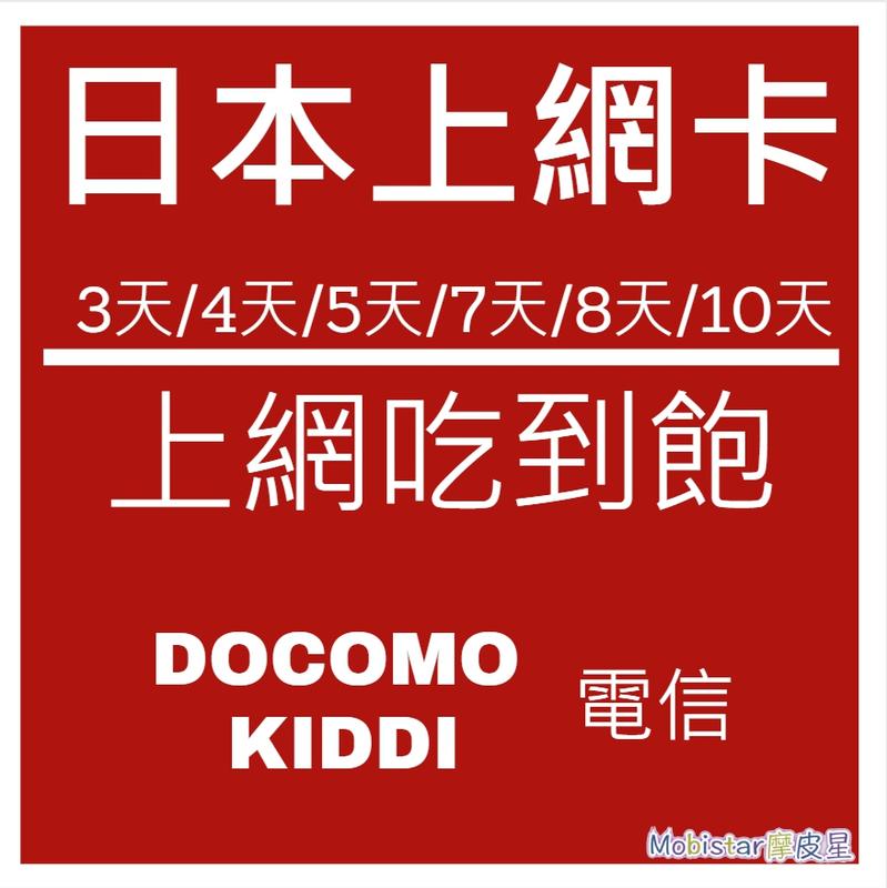日本上網卡3天4天5天7天8天10天 吃到飽 DOCOMO電信 SIM卡 無限上網  日本Sim卡 日本網路卡