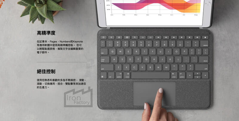 Logitech COMBO TOUCH 適用於iPad (8代) ; iPad Air (3代) 和iPad Pro