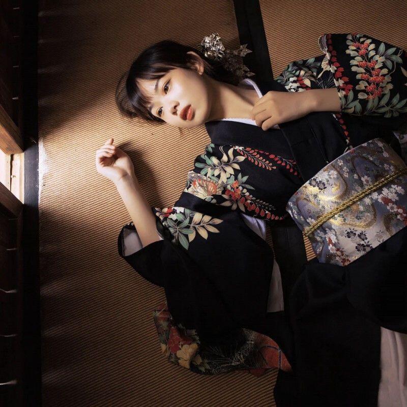 和服】和服女改良正裝傳統服裝神明少女日本和服攝影復古小振袖暗黑浴衣