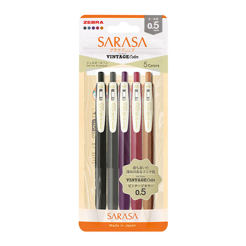 【斑馬ZEBRA】日本SARASA第二代復古新色 0.5mm鋼珠筆套組 5色入-丹尼先生日式雜貨舖