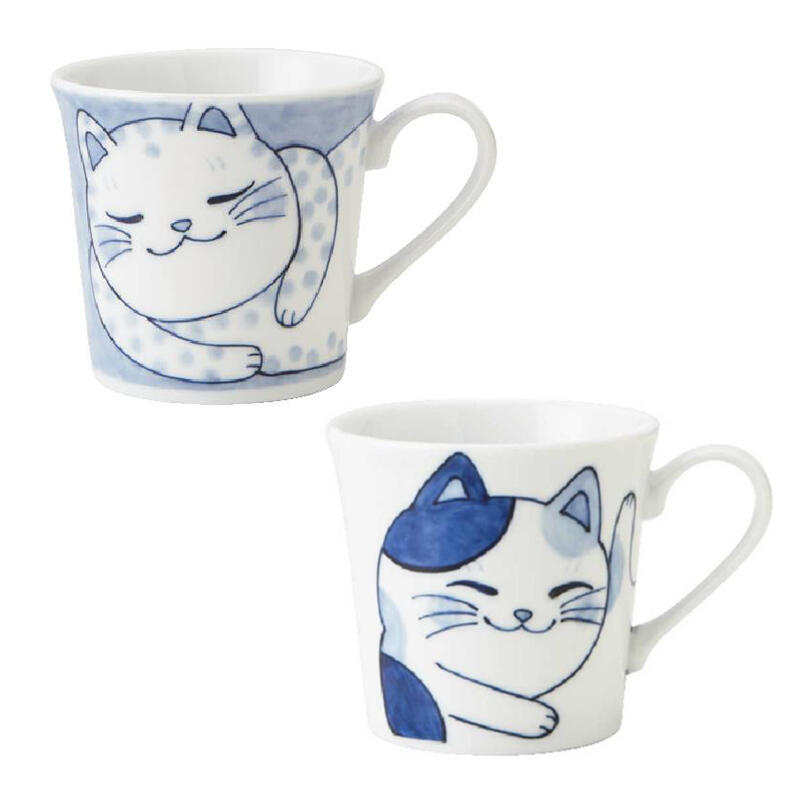 【日本美濃燒】靛藍釉貓咪馬克杯 水杯 咖啡杯 茶杯 牛奶杯-丹尼先生日式雜貨舖