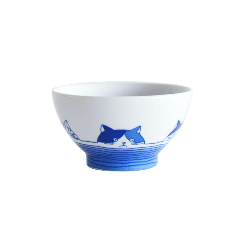 【日本美濃燒】SHICHITA藍釉貓咪茶碗 飯碗 茶碗 缽 碗盤-丹尼先生日式雜貨舖