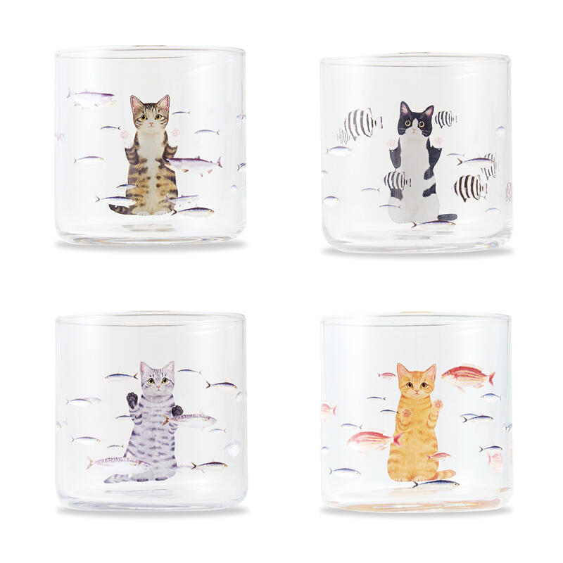 【日本FELISSIMO貓部】透鏡擴張貓咪透明玻璃水杯 玻璃杯 貓咪杯-丹尼先生日式雜貨舖
