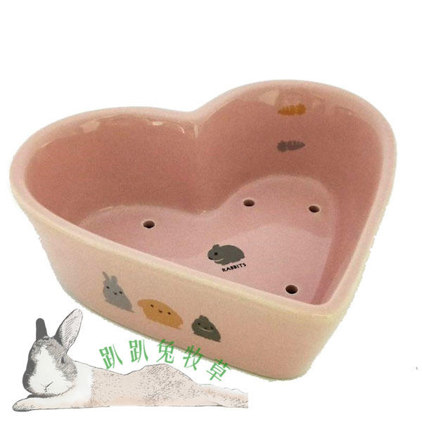 ◆趴趴兔牧草◆日本Marukan 超可愛 愛心 陶瓷碗 兔 天竺鼠