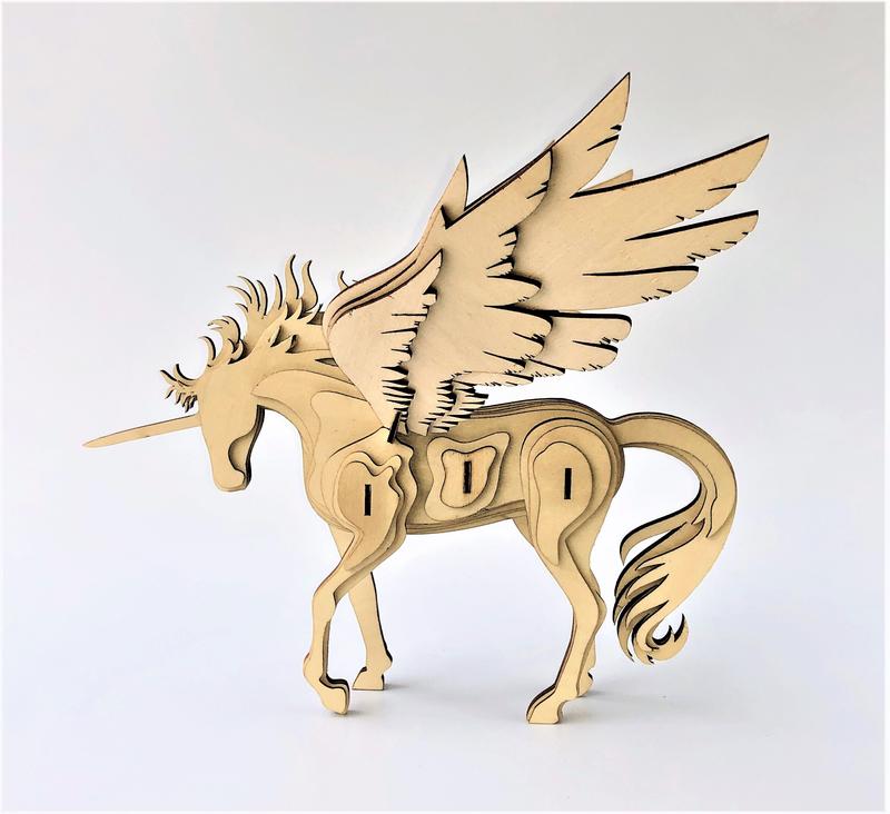 雷雕木質 立體3D拼圖DIY模型 擺飾 禮品 裝飾 天馬 飛馬