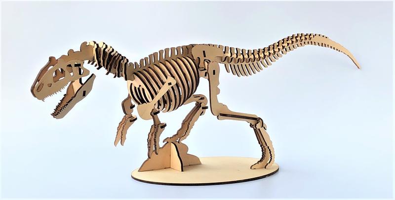 雷雕木質 立體3D拼圖DIY模型 擺飾 禮品 裝飾 侏儸紀 恐龍 異特龍2.0