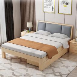【叮噹貓】實木床現代簡約1.8米雙人床經濟型1.5米出租房木床家用1米單人床