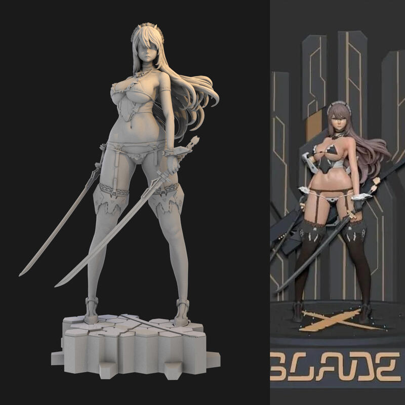 【無印模玩】 冥途武裝Blade小姐姐 1/24GK白模 1比12手辦3D打印樹脂模型 269#白模