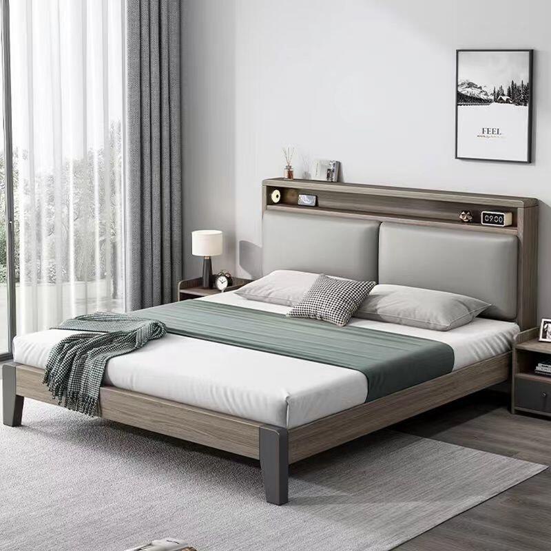 北歐簡約風 加厚橡木軟包床 實木床架 雙人床 雙人床架 主臥床 床架 單人床 單人床架 1.2米/1.5米/1.8米