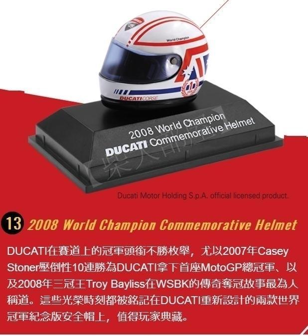 【鱷魚島】7-11 義大利 杜卡迪 世界大賽 重機模型 安全帽 2008 World Champion (13號)