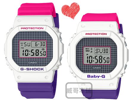 【威哥本舖】Casio原廠貨 G-Shock & Baby-G DW-5600THB-7 聖誕節粉紫情侶對錶