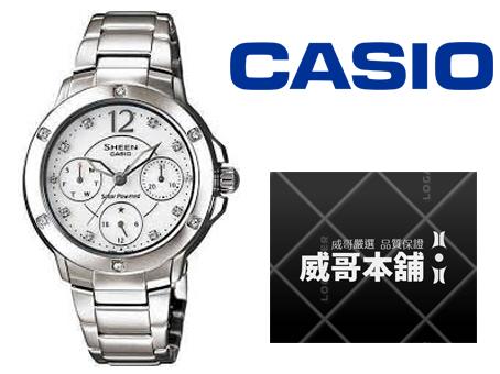 【威哥本舖】Casio台灣原廠公司貨 SHE-3022SBD-7A 太陽能施華洛世奇女錶 SHE-3022SBD