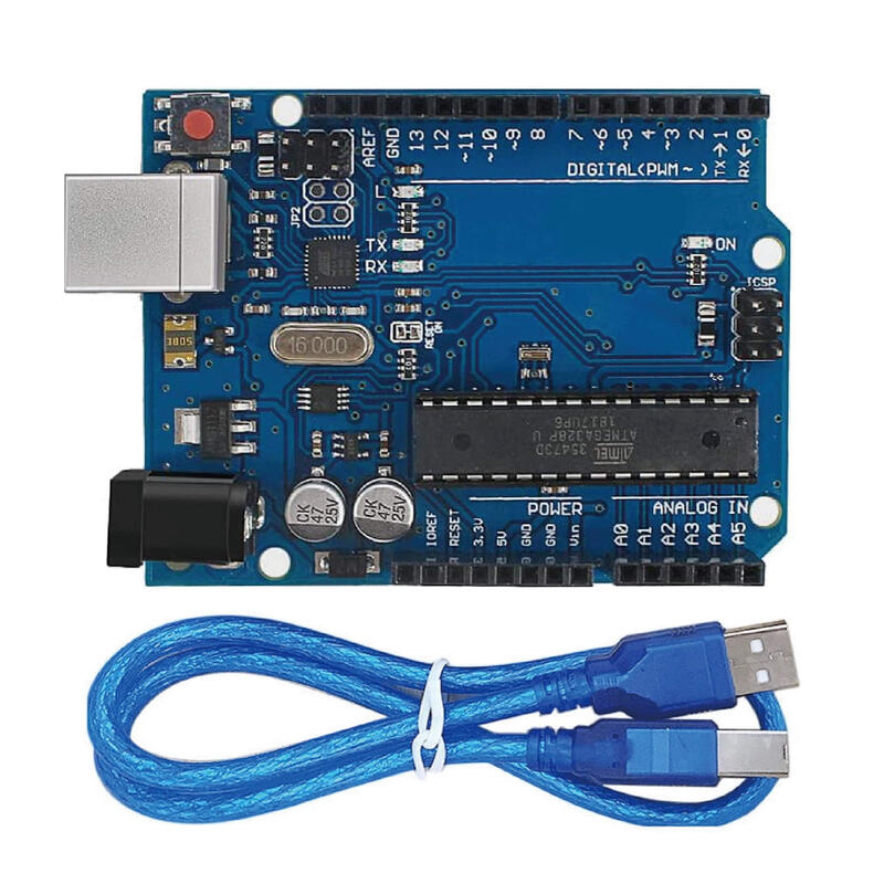 【樂意創客官方店】《附發票》UNO R3 開發板 官方開源版 ATmega16U2 送傳輸線 適用 Arduino