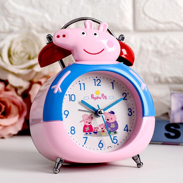 小鬧鐘創意時鐘鬧鈴數字床頭可愛兒童卡通靜音鐘表擺件學生用豬豬