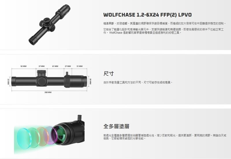 【BCS】HWASAN 1.2-6X24 FFP 高抗震 防水 狙擊鏡 瞄具 瞄準鏡付夾具-HSSP-16