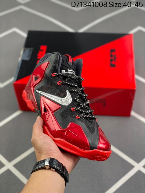 耐吉Nike LeBron11 lbj 11代詹姆斯11黑紅首發熱火配色籃球鞋 男子實戰籃球鞋