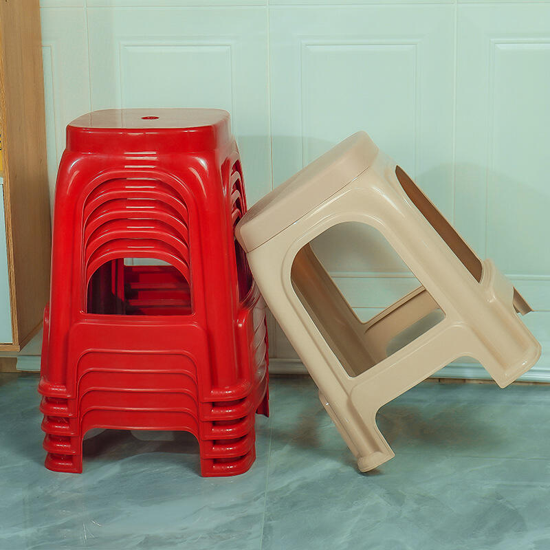 加厚款塑料凳子家用商用成人高凳紅色方凳塑料椅子板凳換鞋凳批發妙妙店鋪