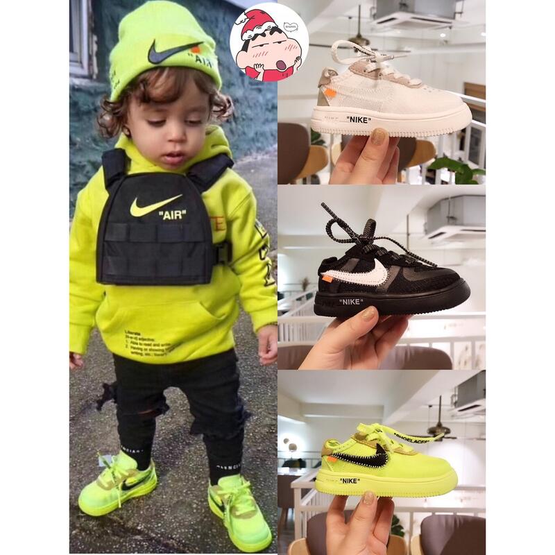 韓國代購Nike Air Force 1 (TD) Off-White Volt AF1 親子鞋耐吉童鞋嬰