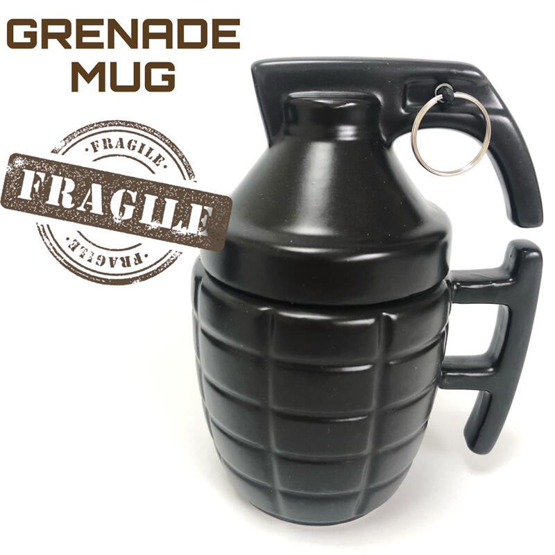 軍風手榴彈造型陶瓷馬克杯 黑/350ml 保溫杯 水壺 馬克杯 容器 Army 水杯 茶杯
