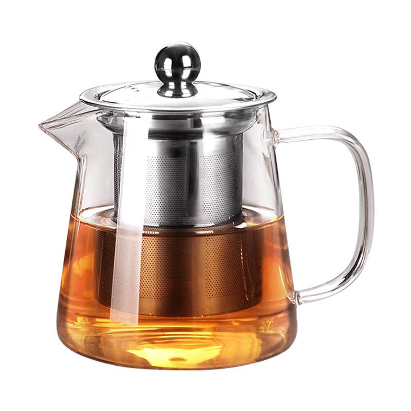 450ml過濾茶壺 不銹鋼加厚玻璃茶壺