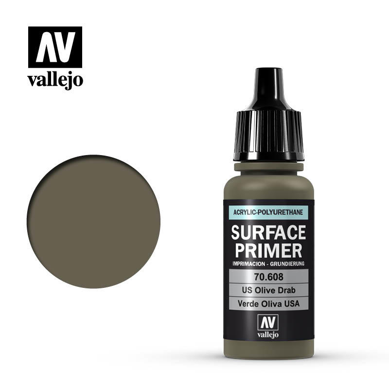 【奇模集】Vallejo表面底漆補土 美國橄欖褐色17ml   70608