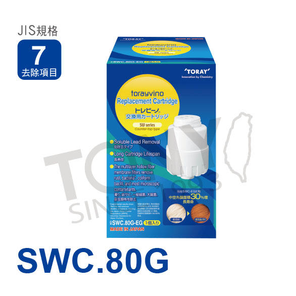 (日本TORAY東麗)濾心SWC.80G (全新公司貨,品質安心8000公升單一裝, 7項清除)(替代SWC-EG)