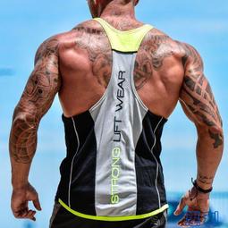 男士健身背心窄背彈力擼鐵美式訓練籃球服棉拼接戶外運動無袖背心