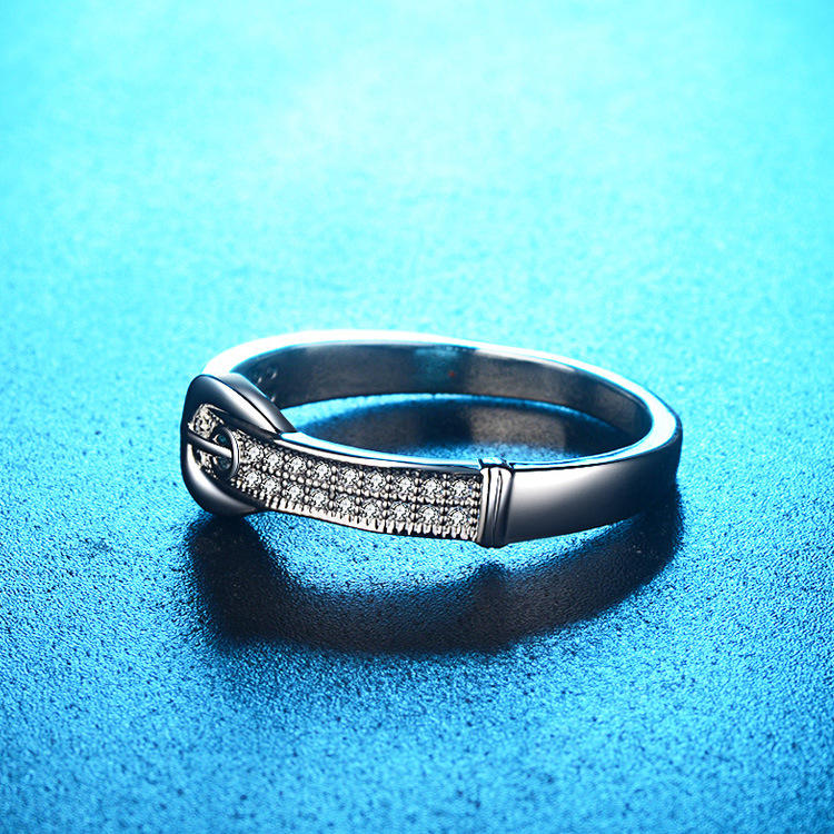 男生戒指送贈品微鑲腰帶形情侶戒指雙色可選尾戒指環指套