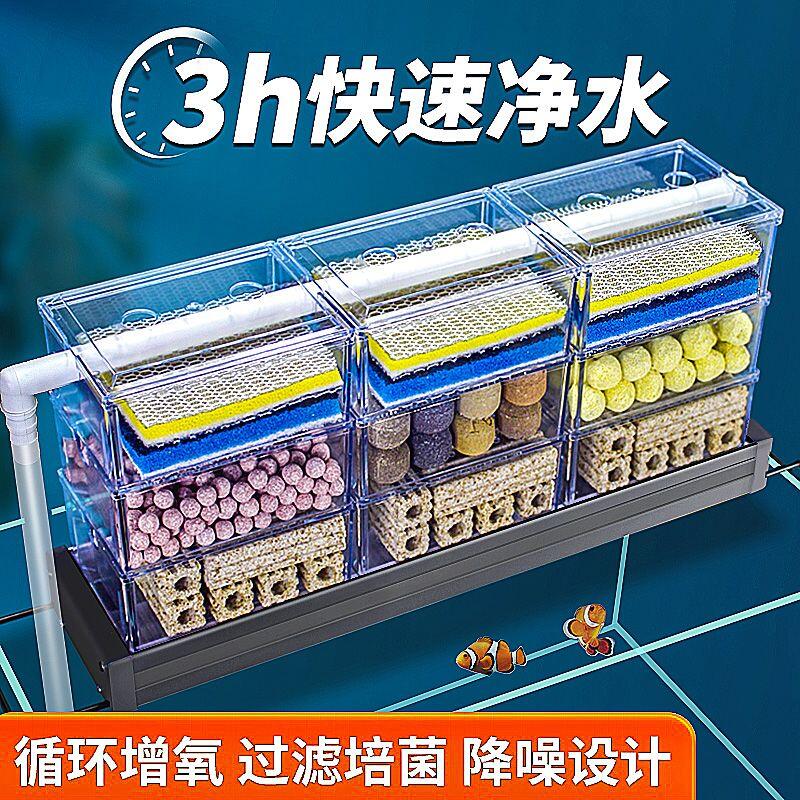 滴流盒凈水過濾器魚缸上濾盒外掛式三合一草缸上置循環系統過濾盒