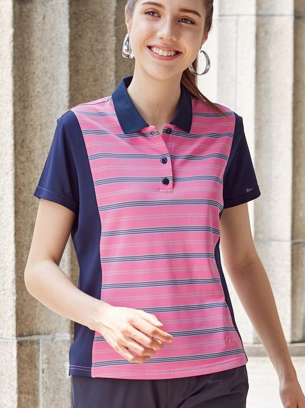 野雁戶外*【RATOPS瑞多仕】 女 COOLMAX排汗衣 DB8954桃粉紅色(條紋POLO)吸濕排汗/快乾抗紫外線/