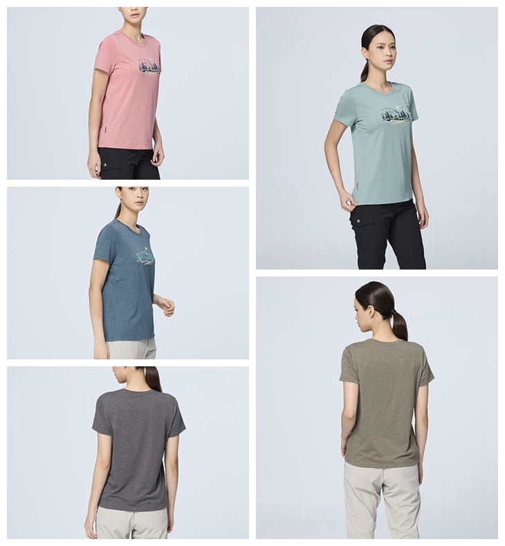 多件優惠【Wildland 荒野】女彈性雙色吸排印花圓領機能衣0B51605透氣快乾/短T恤/登山 露營