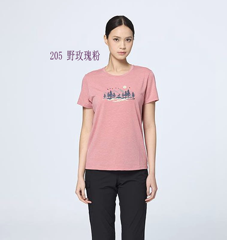 多件優惠【Wildland 荒野】女彈性雙色吸排印花圓領機能衣0B51605透氣快乾/短T恤/登山 露營