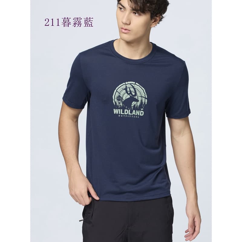 多件優惠【Wildland 荒野】男圓領印花仿棉感抗UV排汗衣0B51616 吸濕排汗快乾/運動衣/T恤/登山露營/野雁