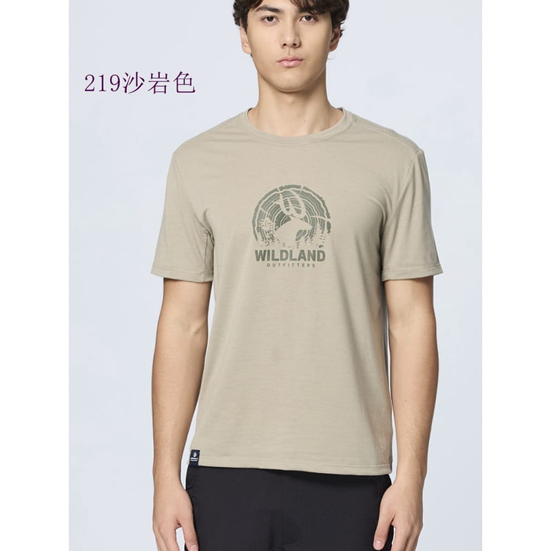 多件優惠【Wildland 荒野】男圓領印花仿棉感抗UV排汗衣0B51616 吸濕排汗快乾/運動衣/T恤/登山露營/野雁