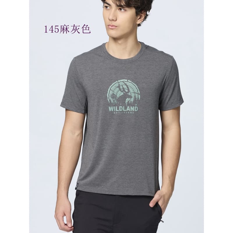 多件優惠【Wildland 荒野】男圓領印花仿棉感抗UV排汗衣0B51616 吸濕排汗快乾/運動衣/T恤/登山露營/野雁