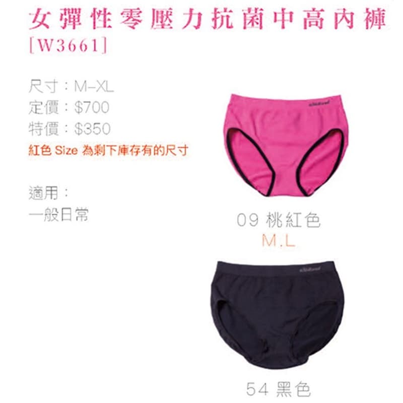 【Wildland 荒野】女彈性零壓力抗菌中高腰內褲  W3661-54黑色透氣內褲/快乾排汗內褲/運動內褲/野雁戶外