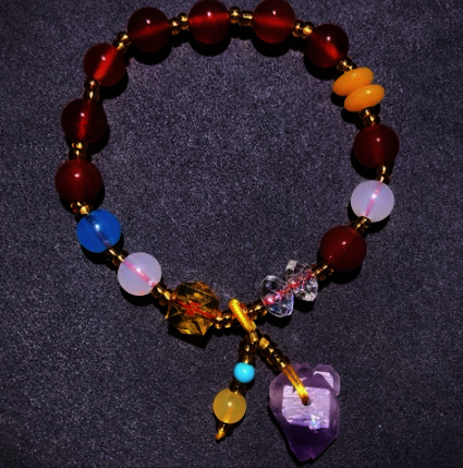 天然 紅瑪瑙 紫水晶設計款 水晶 手珠 手鏈