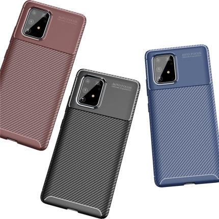 三星Galaxy Note 10 lite 碳纖紋 磨砂 手機殼 純色 防摔 軟矽膠套 全包防滑 保護套 防手汗 軟殼