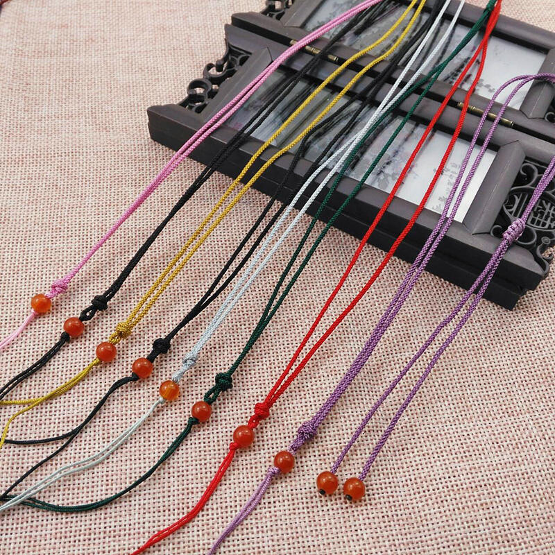 （訂單滿199元出貨）曼波繩紅珠項鏈繩 DIY手工掛牌翡翠玉佩配繩編織可調節掛件繩子
