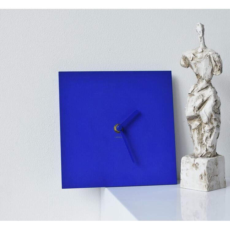 E&優品館_oroliing原創克萊因藍掛簡潔鐘極簡方形時鐘臥室客廳鐘表裝飾掛件新潮個性時尚簡潔實用