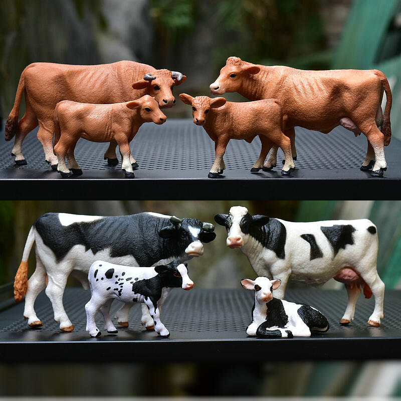 小柯 現貨仿真動物玩具模型奶牛黃牛公牛擺件環保實心牛玩具牲口牛模型套裝